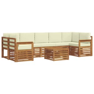 vidaXL Ensemble de canapés d'extérieur 8 Pièces Naturel et Crème