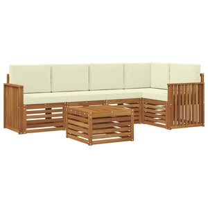 vidaXL Ensemble de canapés d'extérieur 6 pc Naturel et Crème Polyester
