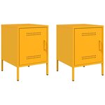 vidaXL Tables de chevet 2 Pièces jaune moutarde 36x39x50 5 cm acier