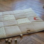 Tapis de parc d'éveil patchwork pour bébé Naturel 100 x 100 cm