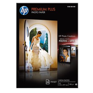 Papier photo brillant a4 blanc 280g premium plus pour jet d'encre - boîte de 20 feuilles (paquet 20 feuilles)