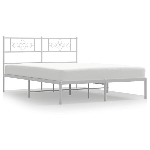 vidaXL Cadre de lit métal sans matelas et tête de lit blanc 150x200 cm