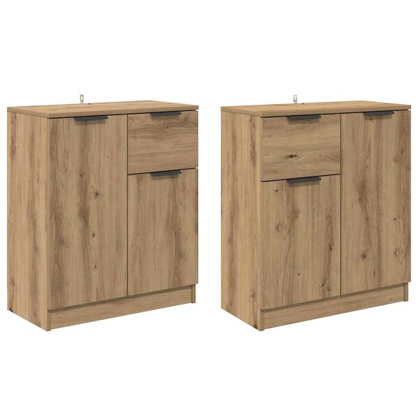 vidaXL Buffets 2 Pièces Chêne artisanal 60 x 30 x 70 cm Bois d'ingénierie