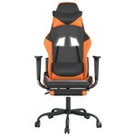 vidaXL Chaise de jeu de massage et repose-pied Noir&Orange Similicuir