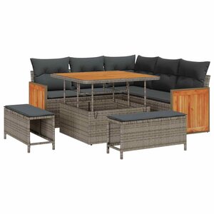 vidaXL Ensemble de canapé de jardin 8 Pièces Gris Gris foncé polyrotin