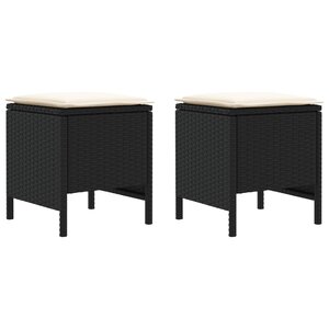 vidaXL Pouf de Jardin 2 Pièce Noir et Crème 38 x 38 x 45 cm Rotin PE