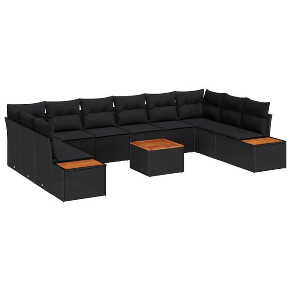 vidaXL Ensemble de canapé de jardin 11 Pièces Noir 344 x 209 x 85 cm