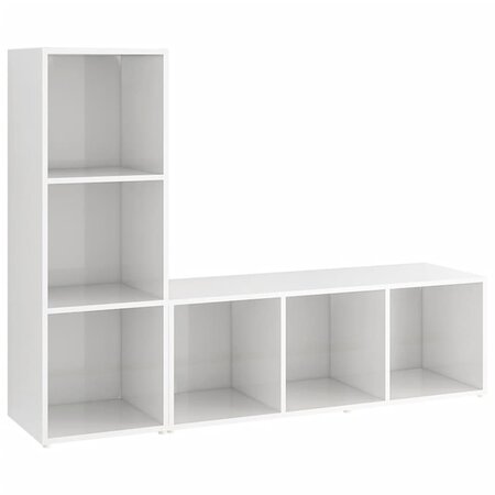 vidaXL Meubles TV 2 Pièces Blanc brillant 107x35x37 cm Aggloméré