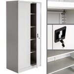 Armoire de bureau verrouillable dotée de 4 étagères meuble 5 niveaux gris 08_0000383