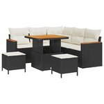 vidaXL Ensemble de canapé de jardin avec coussin 8 Pièces Noir Poly rotin