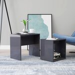 Vidaxl ensemble de tables basses gris brillant 48x30x45 cm aggloméré