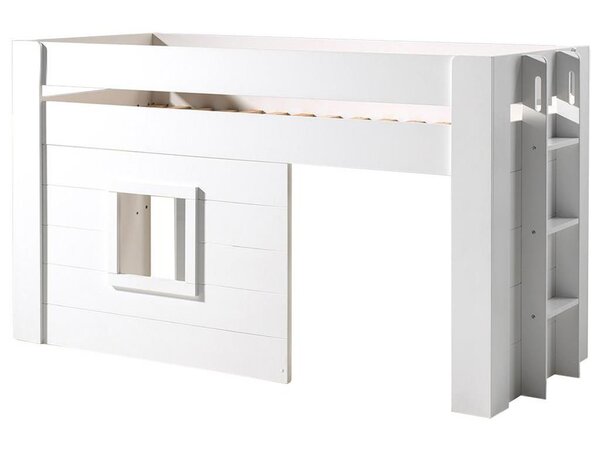NOAH Lit mezzanine 90x200cm pin massif laqué Blanc