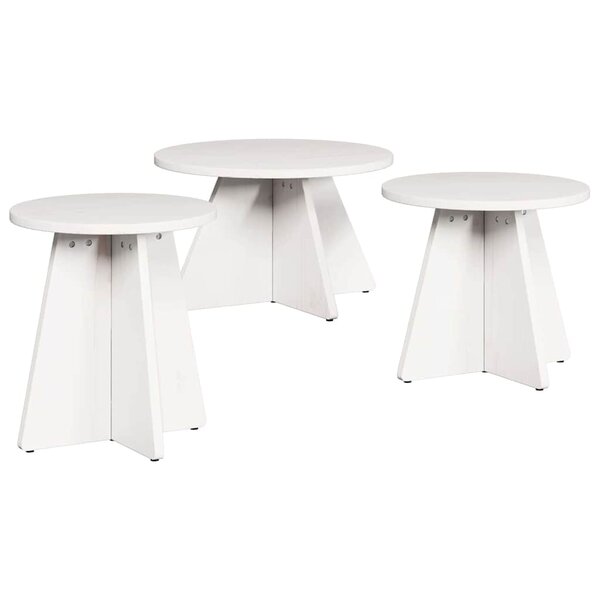 vidaXL Table basse 3 Pièces Blanc 49 x 49 x 30 cm Bois massif en pin