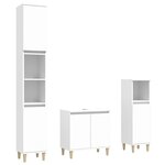 vidaXL Ensemble de meubles salle de bain 3 Pièces blanc bois d'ingénierie