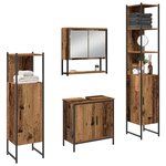 vidaXL Ensemble de mobilier de salle de bain avec porte 4 Pièces Marron