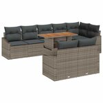 vidaXL Ensemble de canapé de jardin avec coussin 9 Pièces Gris et marron