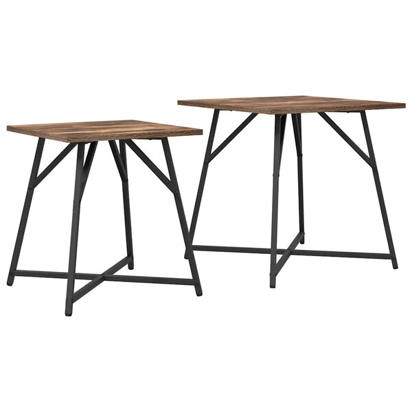 vidaXL Ensemble de tables d'appoint 2 pc Chêne fumé et noir