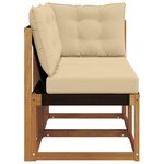 vidaXL Canapé d’extérieur milieu et coin avec coussin 2 Pièce Naturel