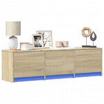 vidaXL Meuble TV avec LED chêne sonoma 140x34x40 cm bois d'ingénierie