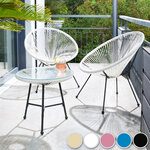 Tectake ensemble table et chaises de jardin santana - bleu