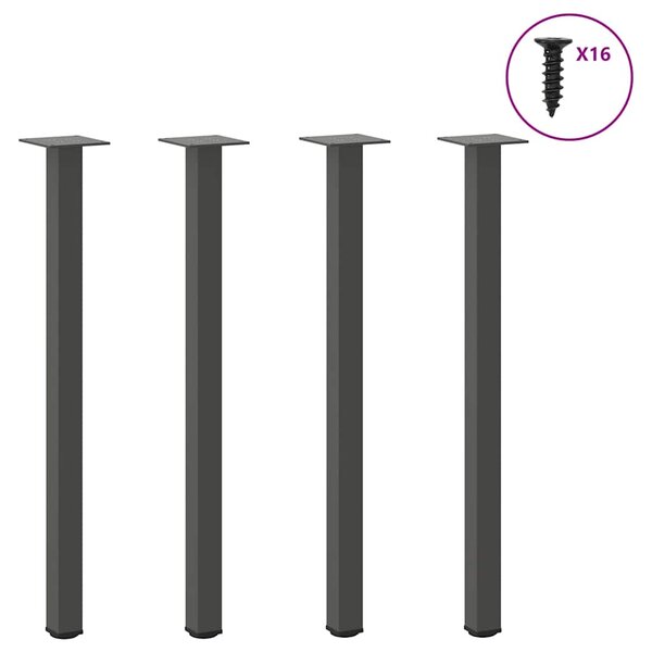 vidaXL Pieds de table console 4 pièces Anthracite 72-74 cm Acier