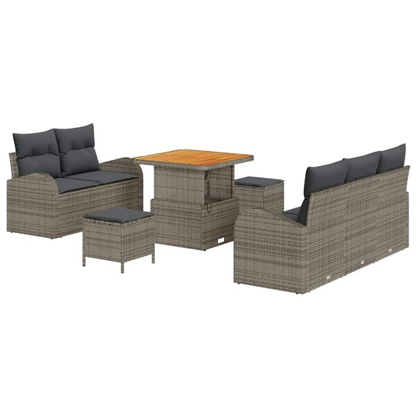 vidaXL Ensemble de canapé de jardin 8 Pièces Gris polyrotin