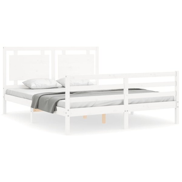 vidaXL Cadre de lit sans matelas blanc 160x200 cm bois massif