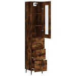 vidaXL Buffet haut Chêne fumé 34 5x34x180 cm Bois d'ingénierie