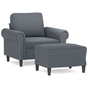 vidaXL Fauteuil avec repose-pied Gris foncé 60 cm Velours