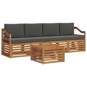 vidaXL Ensemble de canapés d'extérieur 5 Pièces Naturel et Anthracite