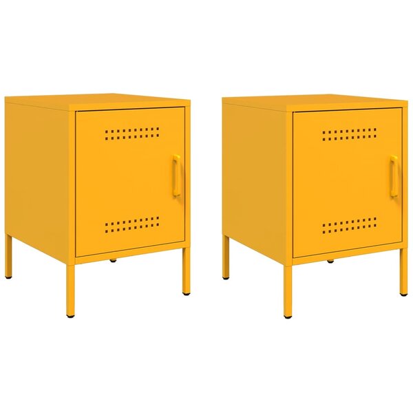 vidaXL Tables de chevet 2 Pièces jaune moutarde 36x39x50 5 cm acier