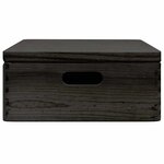 vidaXL Boîte en bois avec couvercle et poignées noir bois pin massif
