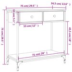 vidaXL Table console chêne sonoma 75x34 5x75 cm bois d'ingénierie