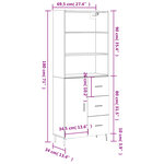 vidaXL Buffet haut Gris béton 69 5x34x180 cm Bois d'ingénierie