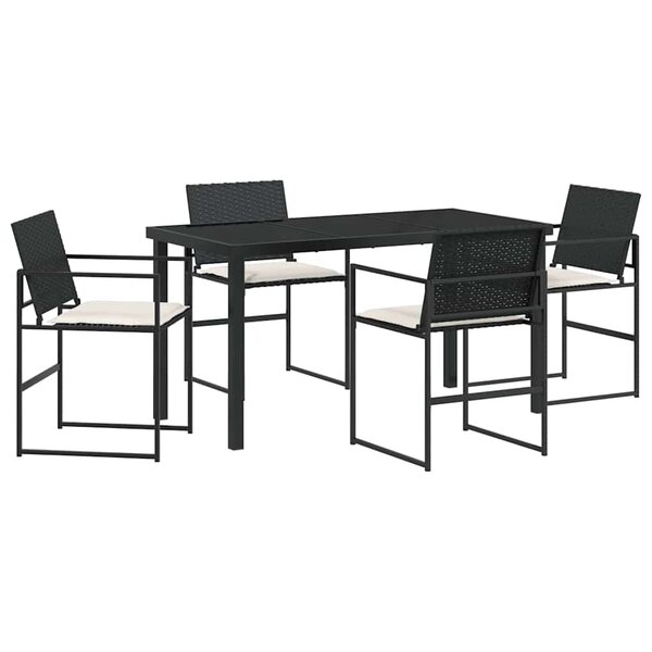 vidaXL Ensemble de salle à manger pour jardin 5 Pièces Noir et Crème