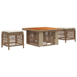 vidaXL Ensemble de salle à manger pour jardin 3 Pièces Beige et crème