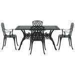 vidaXL Ensemble de salle à manger de jardin 5 pièces en aluminium coulé noir
