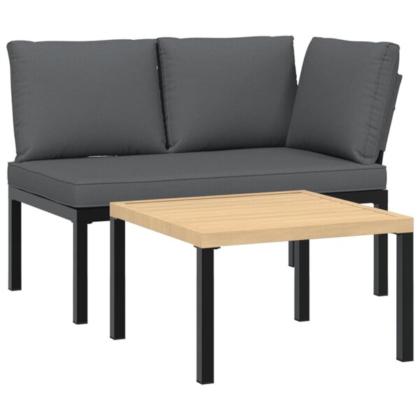 vidaXL Salon de jardin 2 Pièces avec coussins noir aluminium