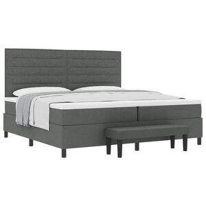 vidaXL Lit à ressorts avec matelas Gris foncé 200 x 200 cm tissu