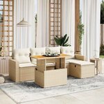 vidaXL Salon de jardin avec coussins 6 Pièces beige résine tressée