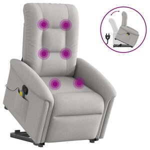 vidaXL Fauteuil de massage inclinable gris nuage tissu