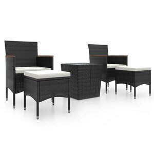vidaXL Ensemble de bistro de jardin 5 Pièces poly rotin et verre trempé