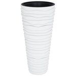 vidaXL Jardinière et intérieur amovible blanc 18/45L PP aspect rainuré