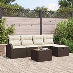 vidaXL Ensemble de canapé de jardin avec coussin 6 Pièces Marron et crème