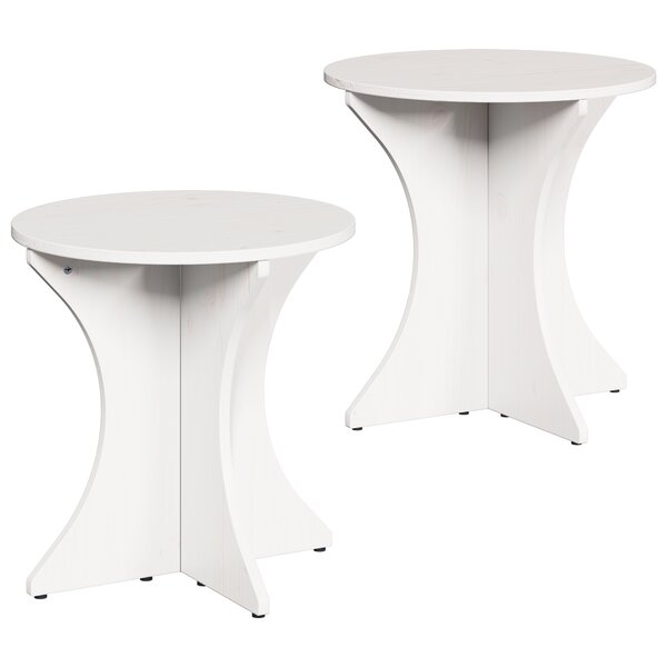 vidaXL Table basse 2 Pièces Blanc 46 x 46 x 47 cm Bois massif en pin