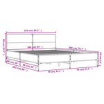 vidaXL Cadre de lit chêne fumé 160x200 cm bois d'ingénierie et métal