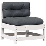 vidaXL Salon de jardin 7 Pièces avec coussins blanc bois de pin massif
