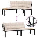 vidaXL Salon de jardin avec coussins 7 Pièces noir acier enduit de poudre