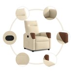 vidaXL Fauteuil inclinable Crème Tissu