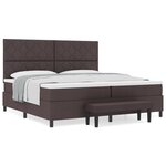 vidaXL Lit avec sommier et banc marron foncé 200x200 cm Tissu